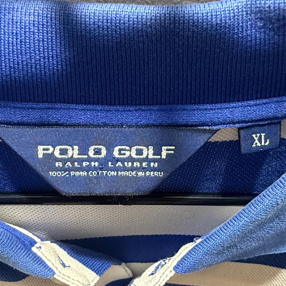 Polo by Ralph Lauren Blue and White Men's Polo Shirt